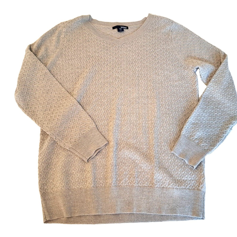 Sparkly Silver V-Neck Sweater Women's L Lightweight Holidays Party